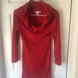 RED Cowl neck/off the shoulder sweater dress